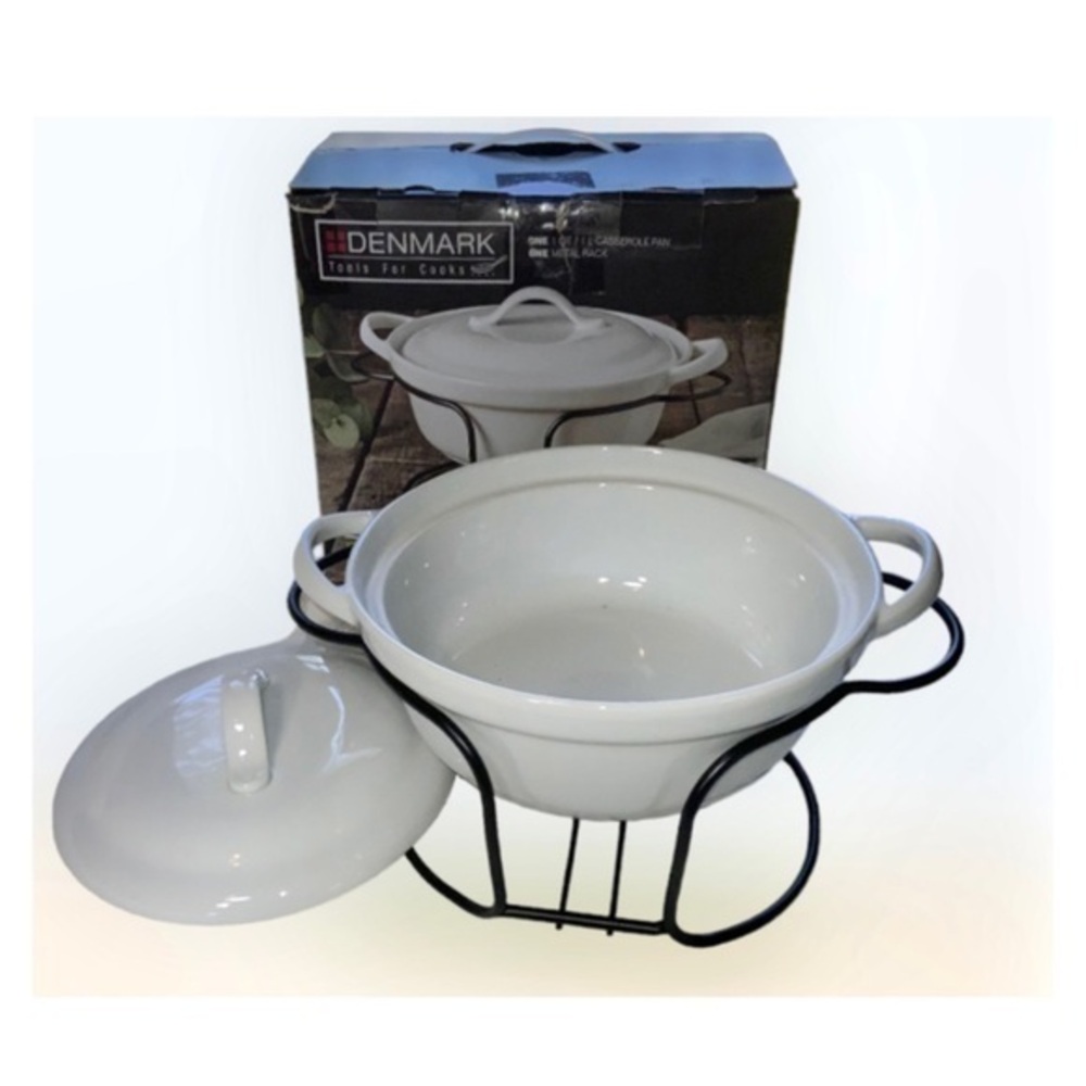 Denmark Tools For Cooks 1 Qt Microwaveable Casserole Covered Dish W/ Metal Rack